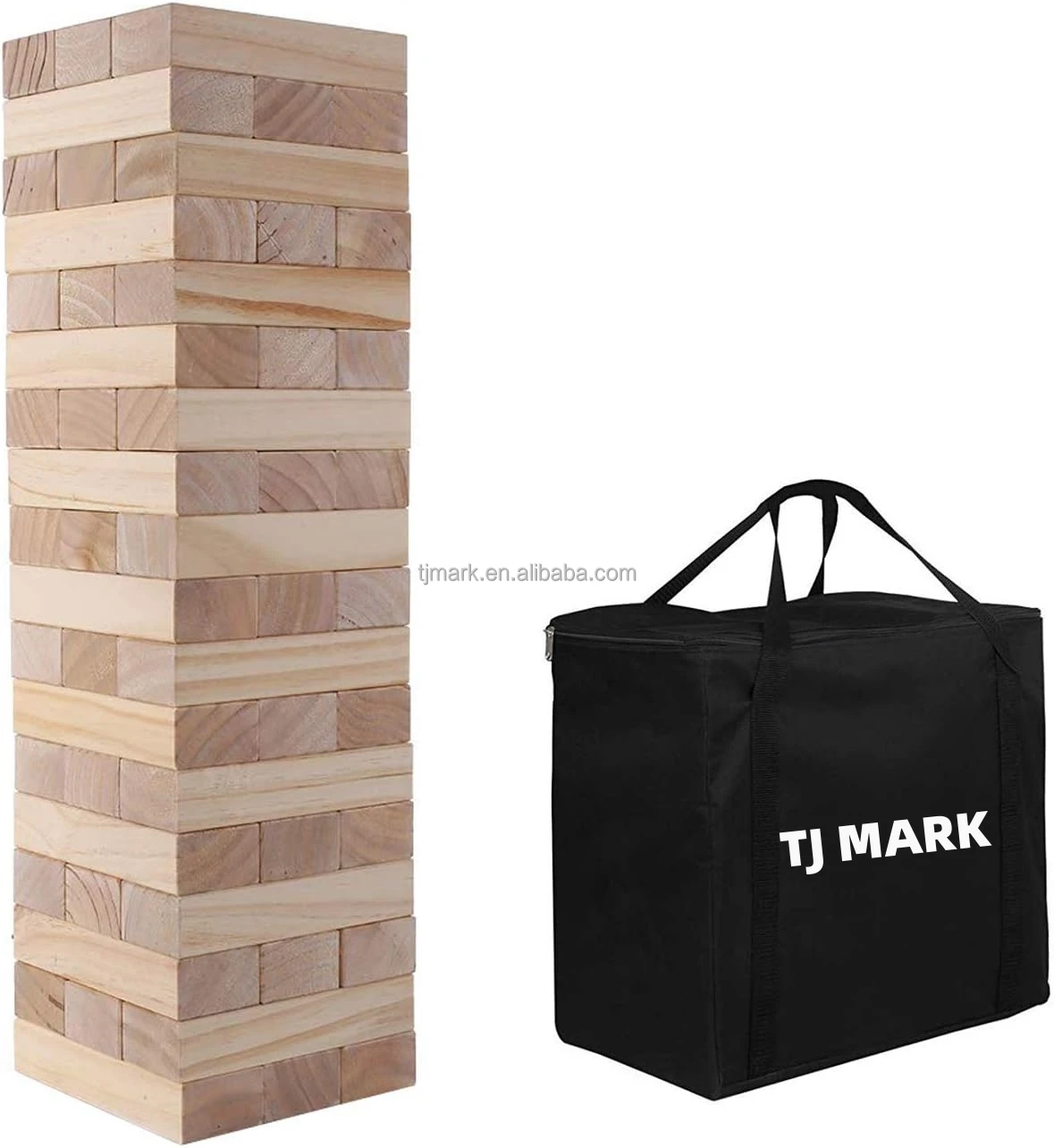 TJMARK giant wooden stacking games with oxford cloth bag replayability party lawn games for adults and family