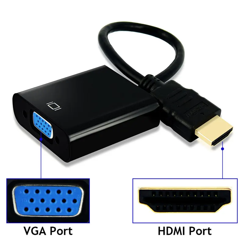 
Free Ship 1080P HD MI to VGA Adapter Male to Female Video Converter with USB Audio Cable 
