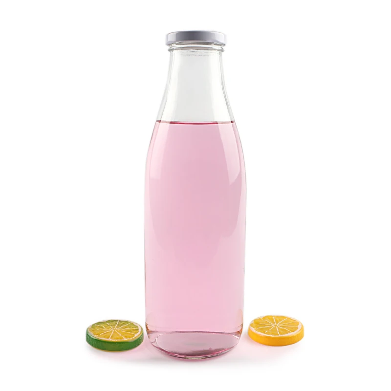 Food Grade 1 Liter Glass Milk Bottles 1000ml With sealed Metal Lid