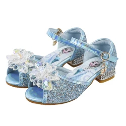 European Style Pink Girls Princess Shoes Bow Children Crystal Shoes Little Girls Shiny Party Dress High Heels