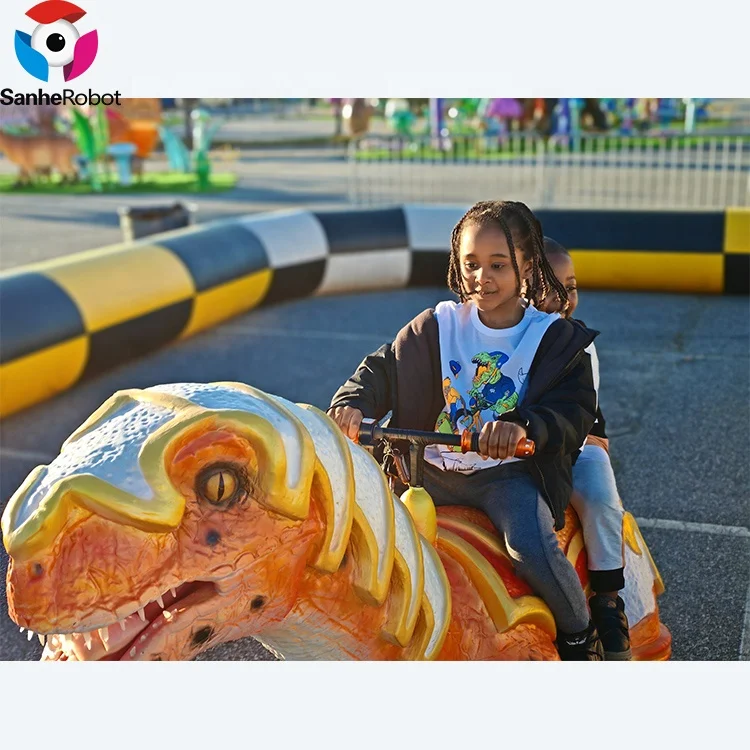 2024 New Coin Operated Kids Ride Machine 2 Seats Animatronic Dinosaur Riding Car Child Ride On Toy