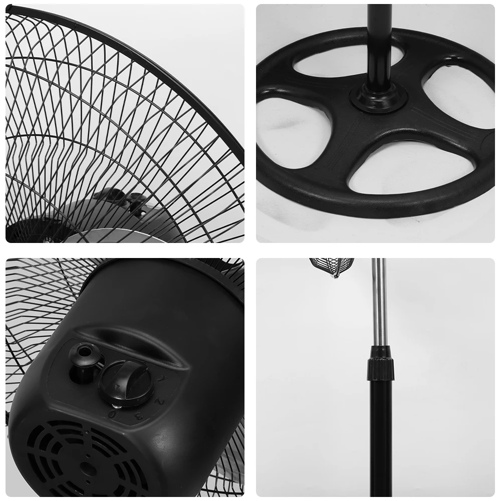 Home Living Room White Solar Rechargeable Standing Fan Remote Control Speed 16 Inch Electric Stand Fan