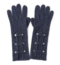 Autumn and winter Korean style wholesale wristband touch screen gloves new knitted double-breasted cashmere gloves for women