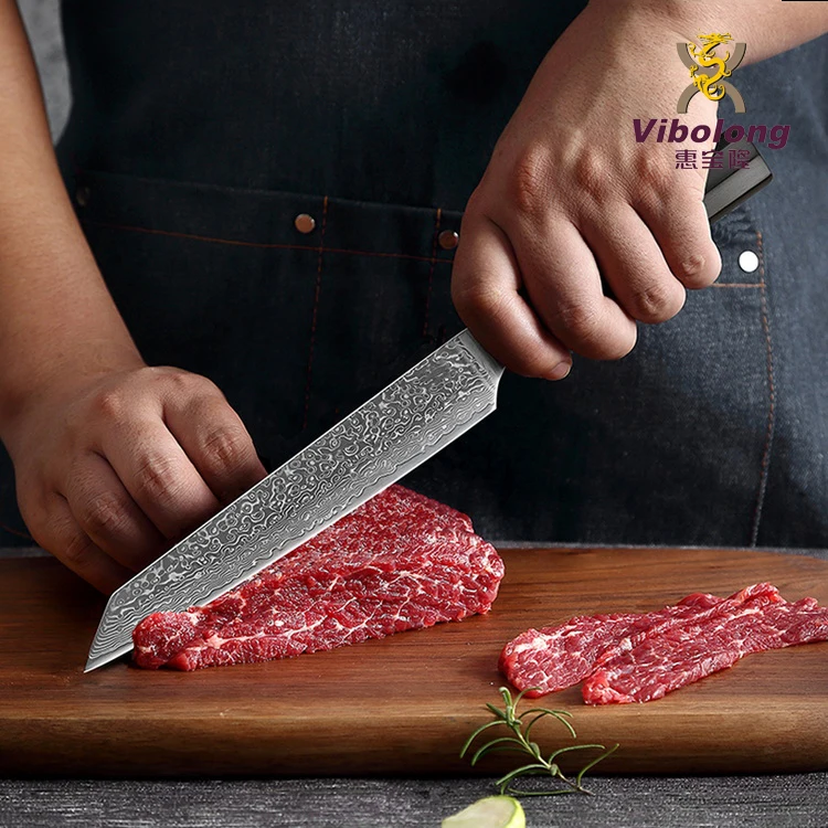 Amber Professional 8 inch DLC Like Black Coated Blade Japanese VG10 Copper Damascus Knives Chef Knife with Wooden Resin Handle