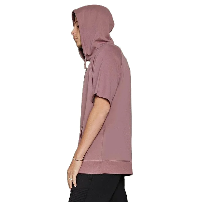 wholesale comfortable and breathable men short sleeve gym fitness sleeveless hoodies