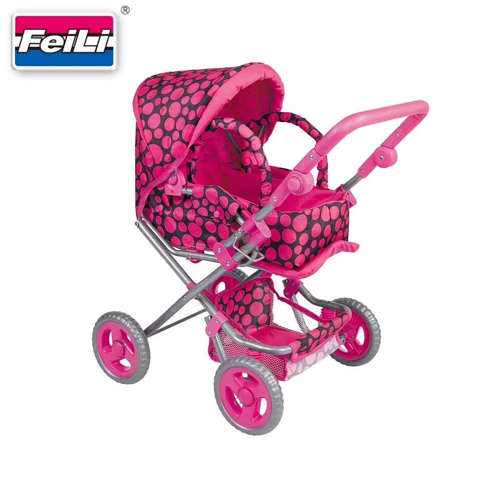 Feili factory direct sell metal dolls stroller pram with adjustable handle baby doll stroller car seat stroller for dolls