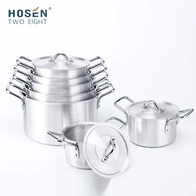 Wholesale Factory Price 7pcs 14/16/18/20/22/24/26cm Aluminum Cooking Pot Set Cookware Soup Pot Stock Pot Sets with lid