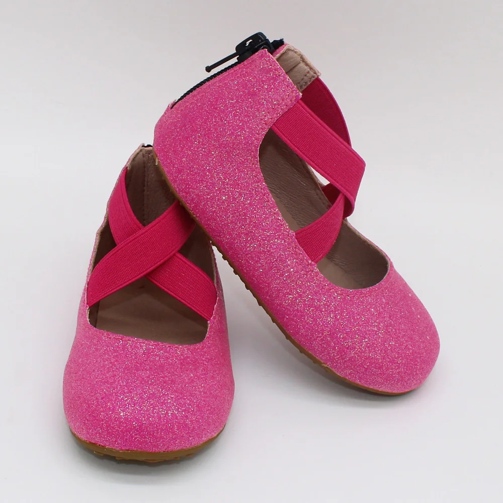 fashion rubber sole glitter leather ballet kids 2021 flat