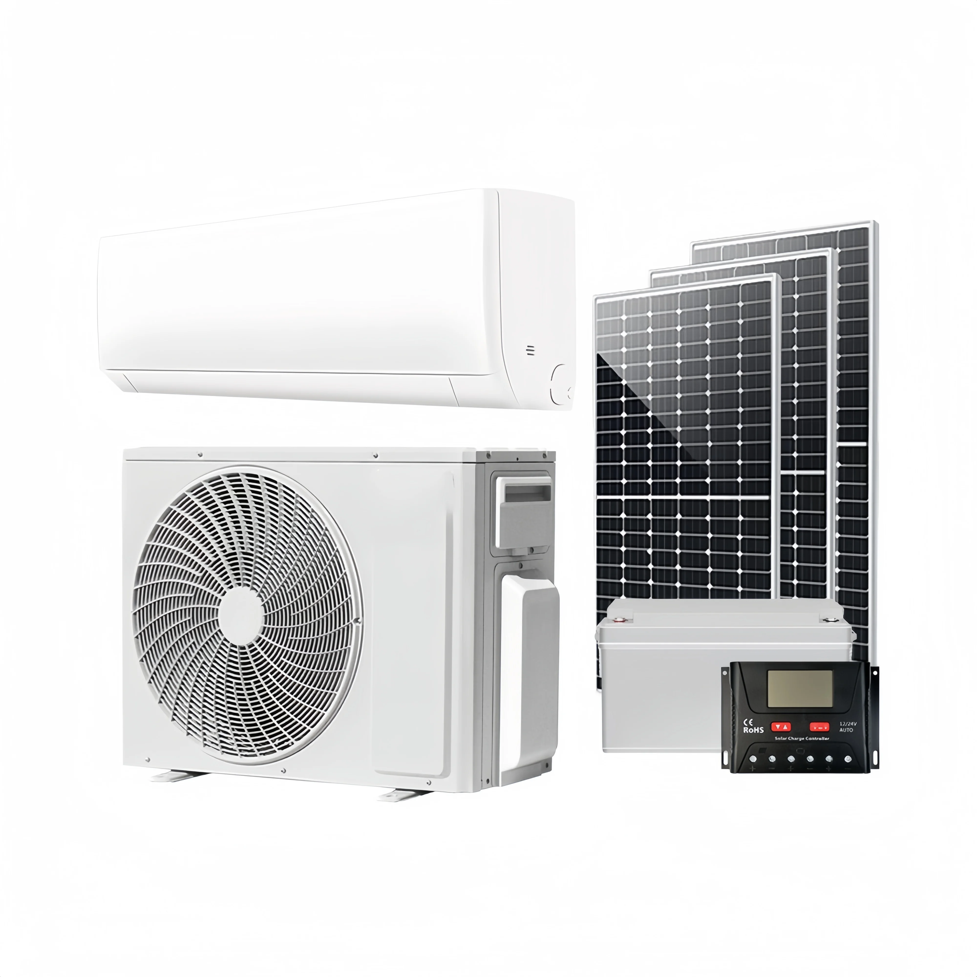 Оптовая продажа 36000 12000btu 1 5 л.с. солнечная энергия мини-переменного тока 48 В постоянного кондиционер с панелями полный комплект