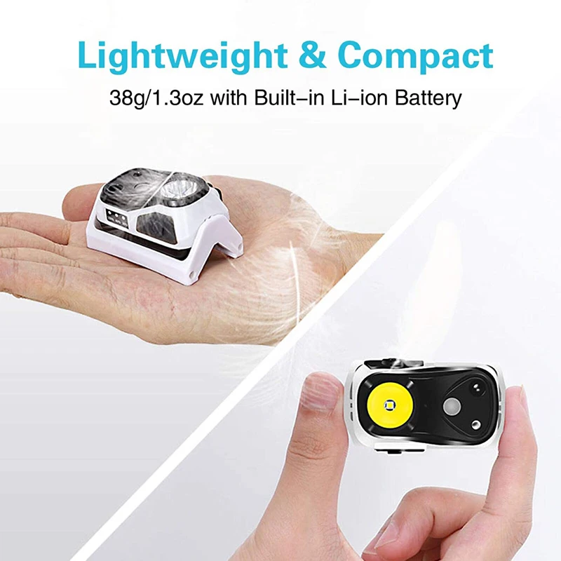 Newest Mini Size Intelligent Induction Head light Detection Running Night Vision USB rechargeable Hiking gear red LED head lamp