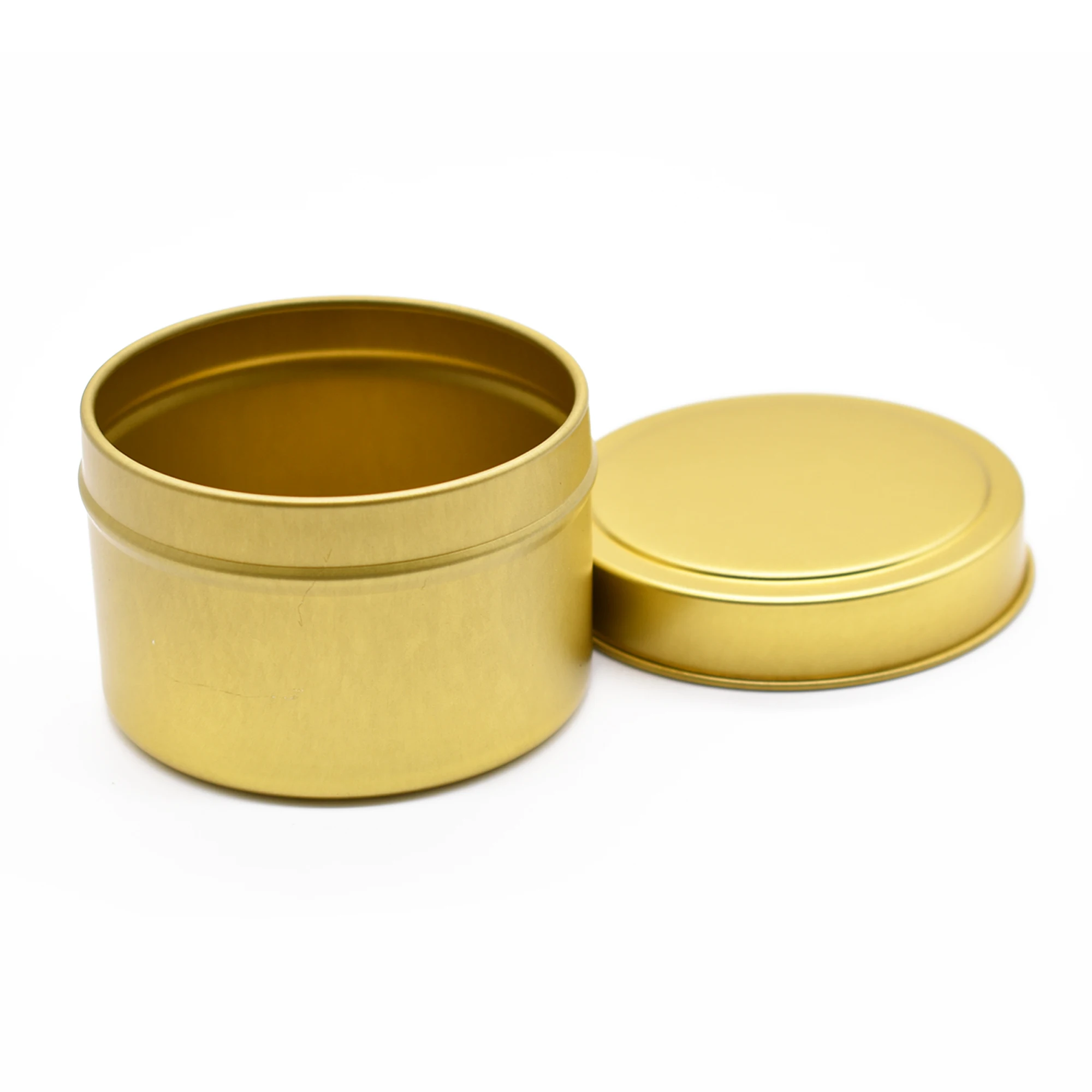 Gold Color Round Metal Tin Can Candle Pack Container With Lid