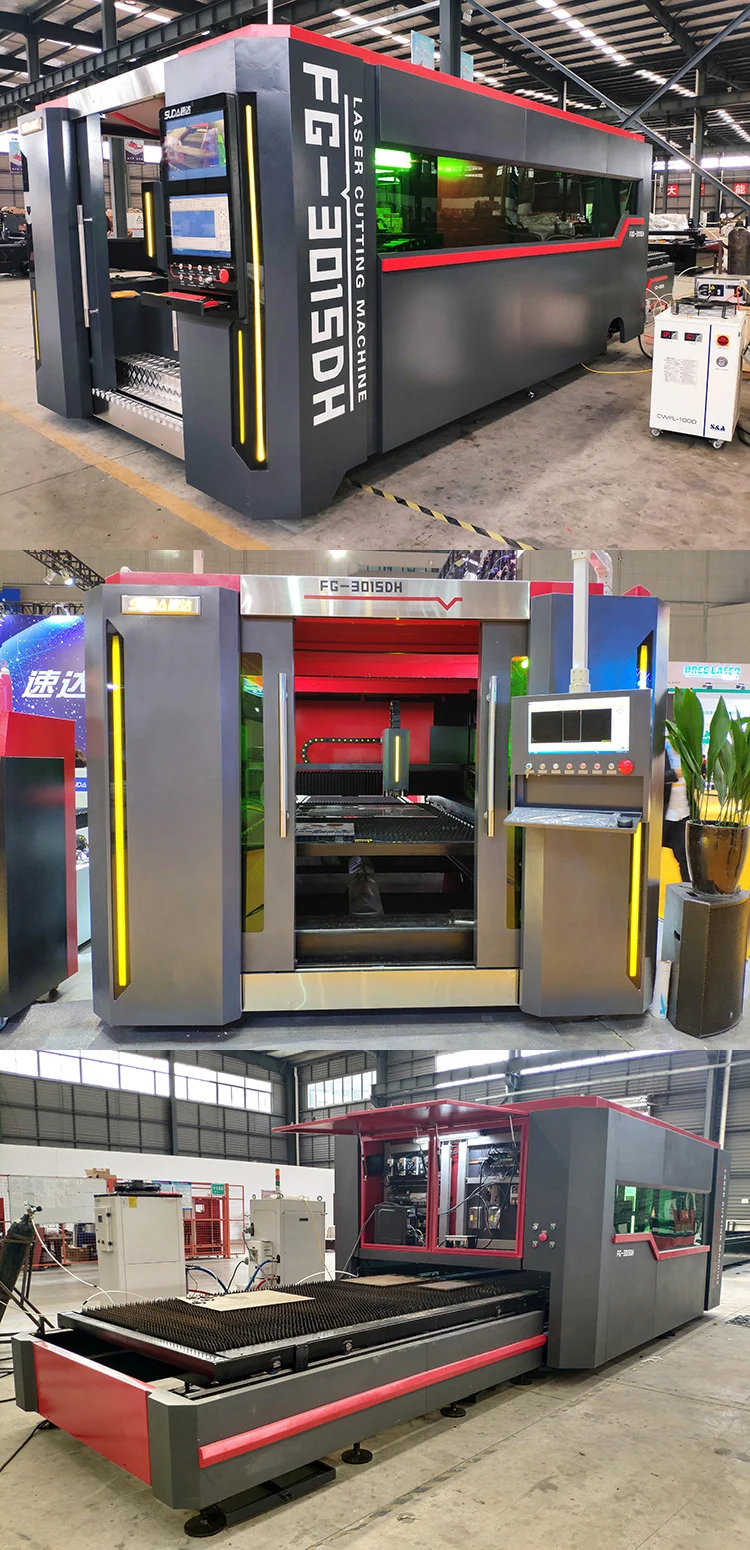 SUDA 3000W Whole Cover Optical IPG MAX RAYCUS auto focus Fiber Laser Cutting Machine