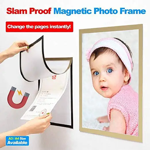 Efaster Magnetic Photo Pocket Picture Frame,,Anti-Collision Magnetic Photo Frame File Cover