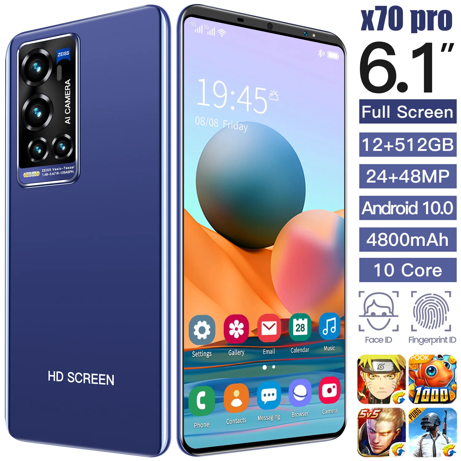 Оригинальные смартфоны X70 Pro 12 Гб + 512 ГБ HD экран телефон 10 ядер 4G 5G LET сотовые телефоны с большой батареей разблокированный двумя SIM-картами