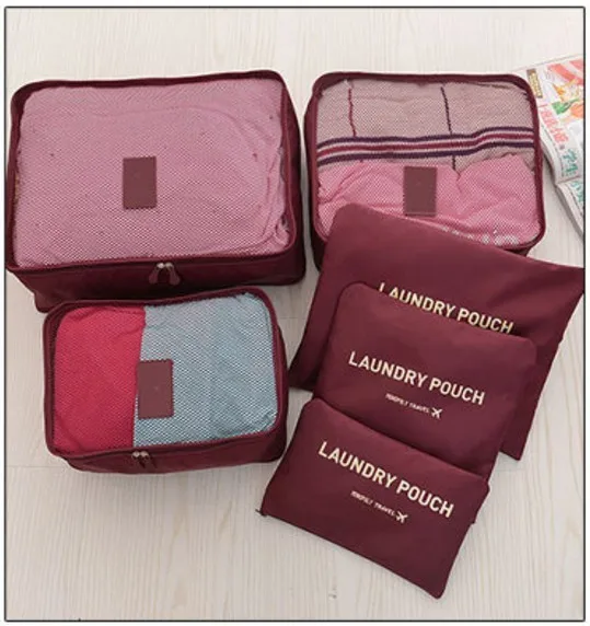 Waterproof Oxford cloth double zipper travel storage 6 pieces luggage packing bag Travel luggage packing cube set