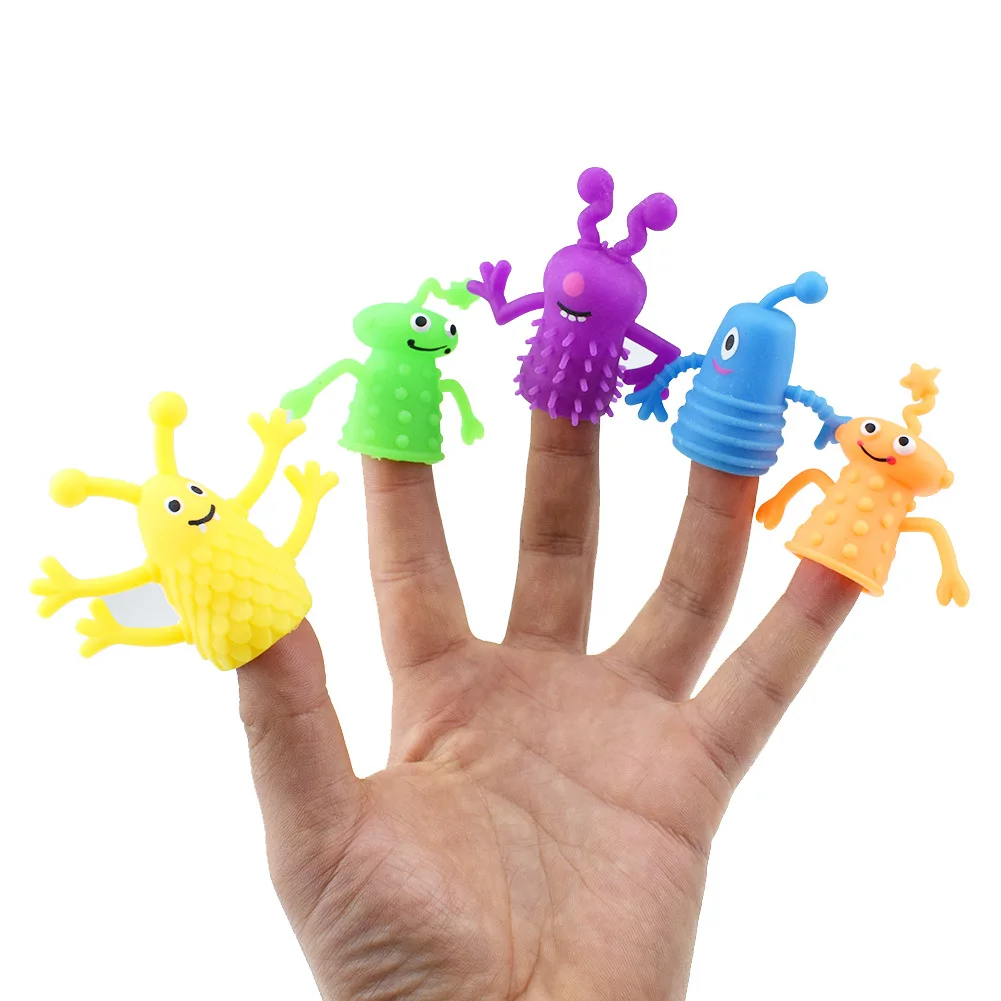 Monster Mini Soft TPR Toys Colorful Silicone Plastic Finger Puppet Set For Kids