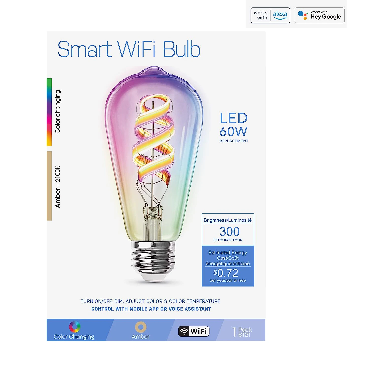 ST64 Antique Vintage Led Edison bulbs 2.4GHz No Hub Required App Control Dimmable Decoration Dim RGBW LED Filament Smart Bulb