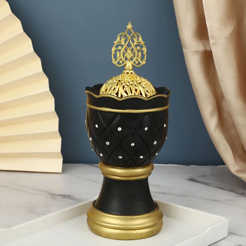 Wholesale Arab glass shape home decoration metal incense burner resin incense burner