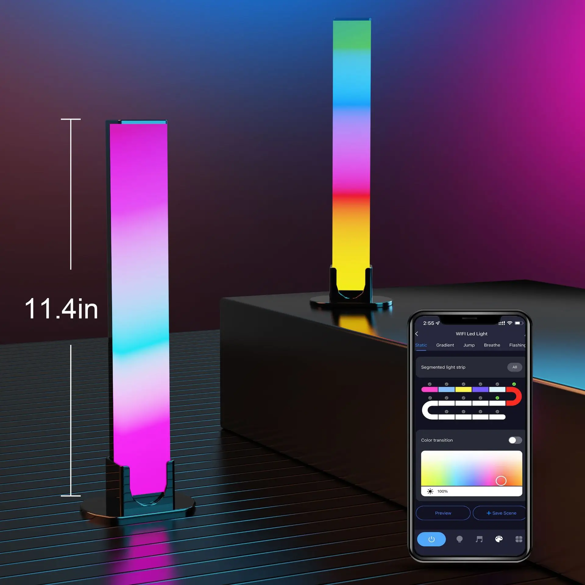 Desktop indoor atmosphere room decorative lights audio synchronous RGB intelligent LED environmental lights TV competitive games