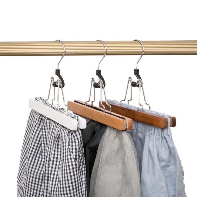 Skirt Clothing Type Wooden Pants Hangers Custom Hair Extension Hanger with Your Logo
