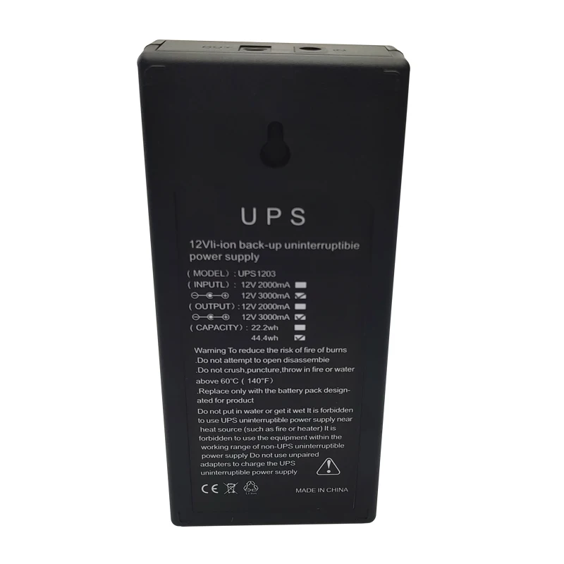 CYHX Original Factory Portable DC Online 12V 3A Mini UPS 18650 Lithium Backup Battery for Modem CCTV Camera WiFi Router DVR