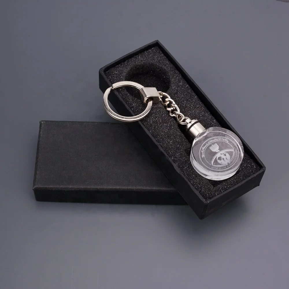 Hot Sale Led Crystal Heart Keychain Glass With Multi colored Light