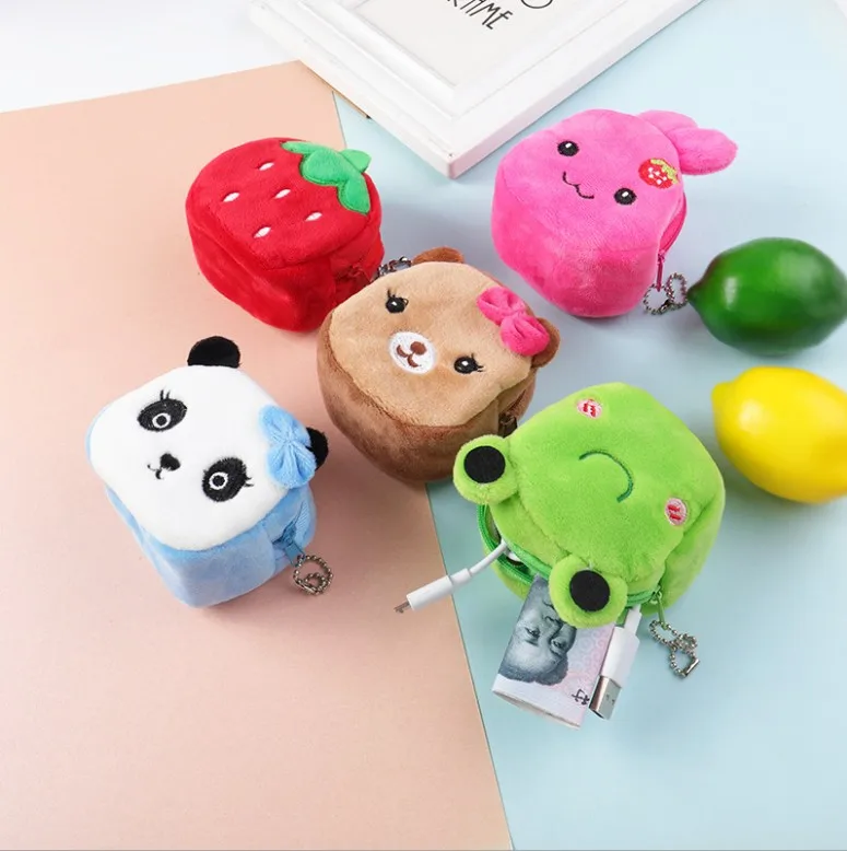 
Wholesale low MOQ cute plush coin purse Tote Bag for child kawaii Animals coin bag 