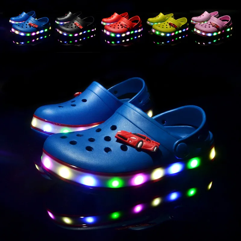 New Arrival Summer Boys Luminous Slipper Waterproof Outdoor Beach Kids Led Light Garden Slipper Shoes