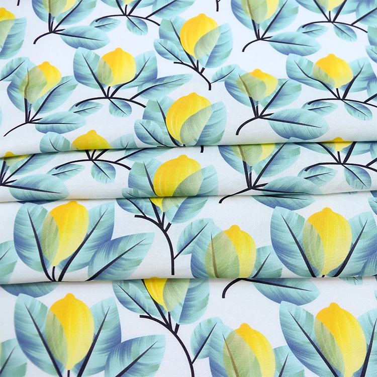 2020 New design low price yellow flower woven rayon printed fabric for home textile
