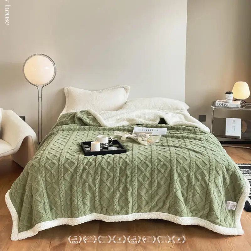 New product super soft warm double layer heavy plush polyester big fleece baby custom throw sherpa blanket bedding set