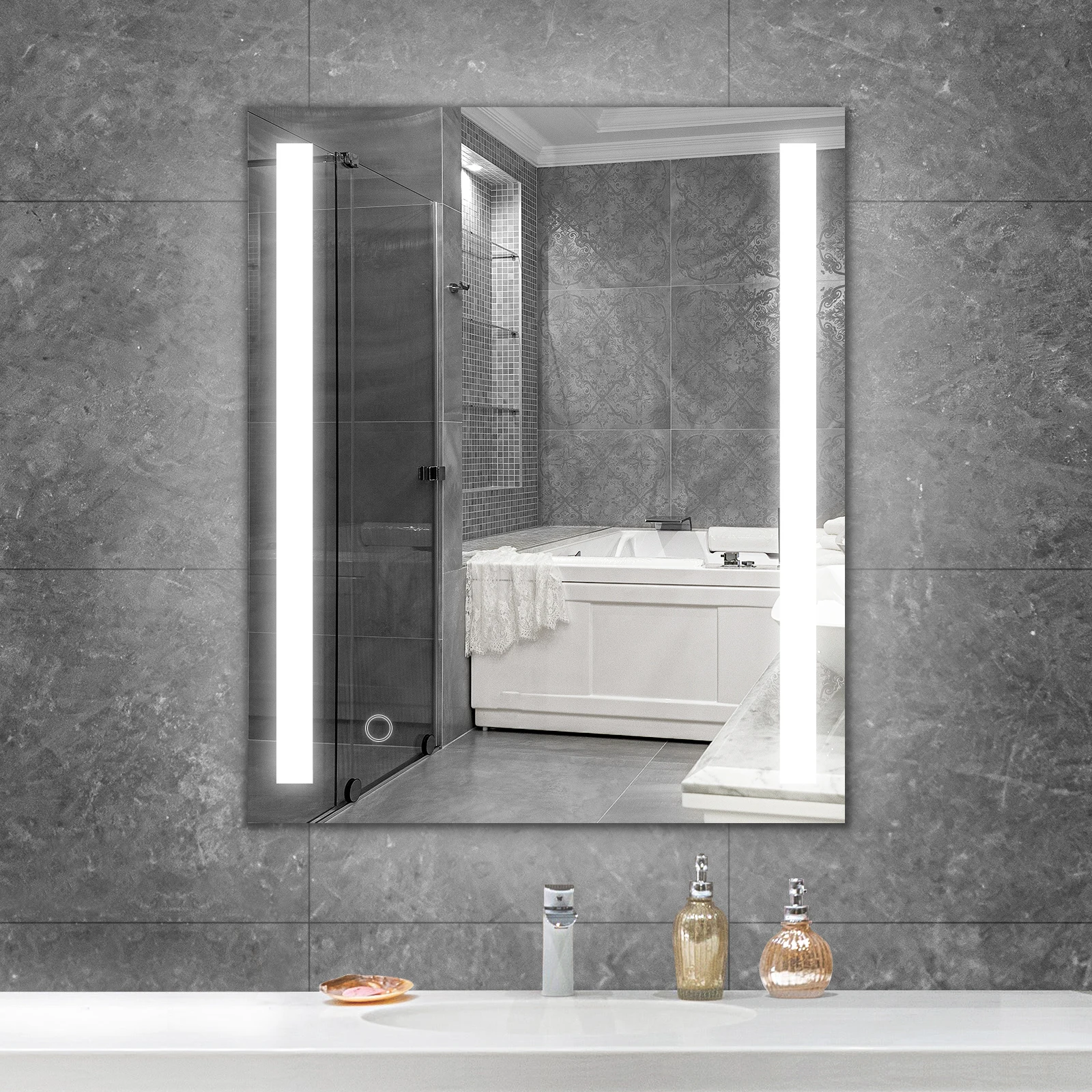 Hot Selling Touch Switch Modern Illuminate Bathroom Mirror Wall Mounted Shower Mirror With LED Mirror For Bathroom