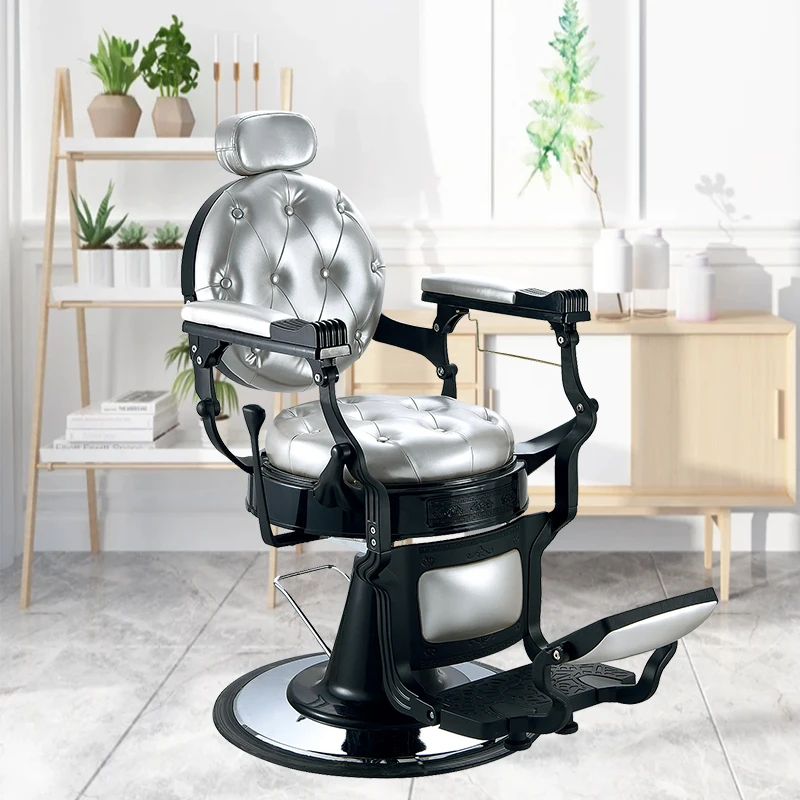 Factory Supply Wholesale ABS Dragon Claw Handrail Beauty Hairdressing Barber Hair Salon Furniture silvery Barber Chair