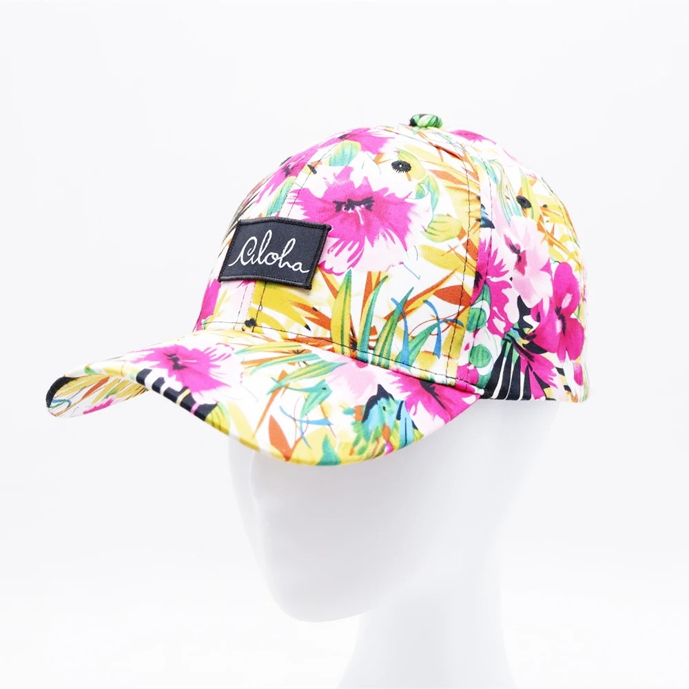 Custom Colorful Pattern Flower Print Fashion Beach Sports Cap Cheap Baseball Cap