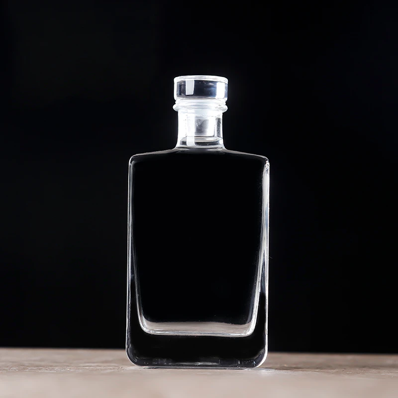 100ml Clear Square Fruit Juice Bottle Glass Vodka Wine Bottle With Glass Stopper