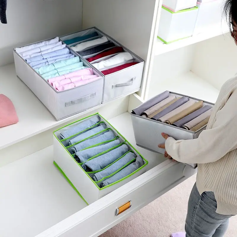7 Grid Jeans Storage Organizer Underwear Clothes Drawer Mesh Separation Box