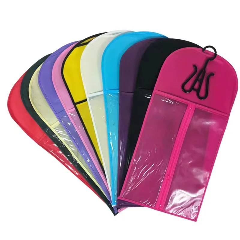 Long Hair Extensions Storage Bag Non-Woven Dust Proof Wigs Carrier Bags With Plastic Hanger For Home Salon Organizer Pink/Black