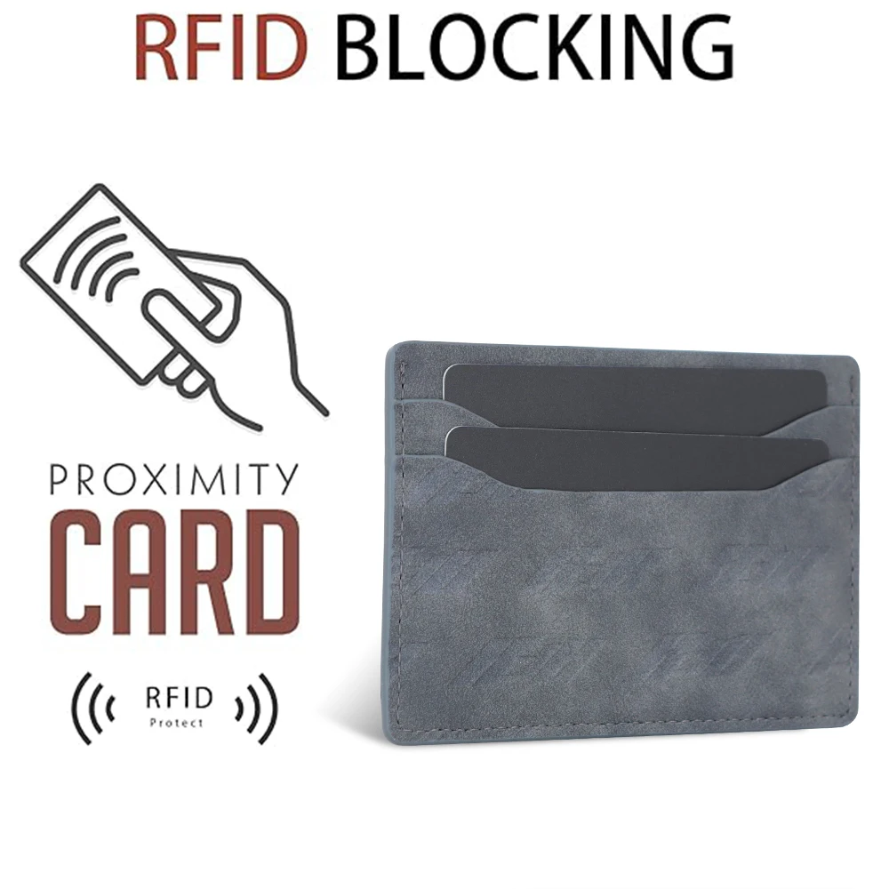 Retro Slim Matte Card Holder Quality Various Printing Embossed Logo ID Card Holder Leather Wallet