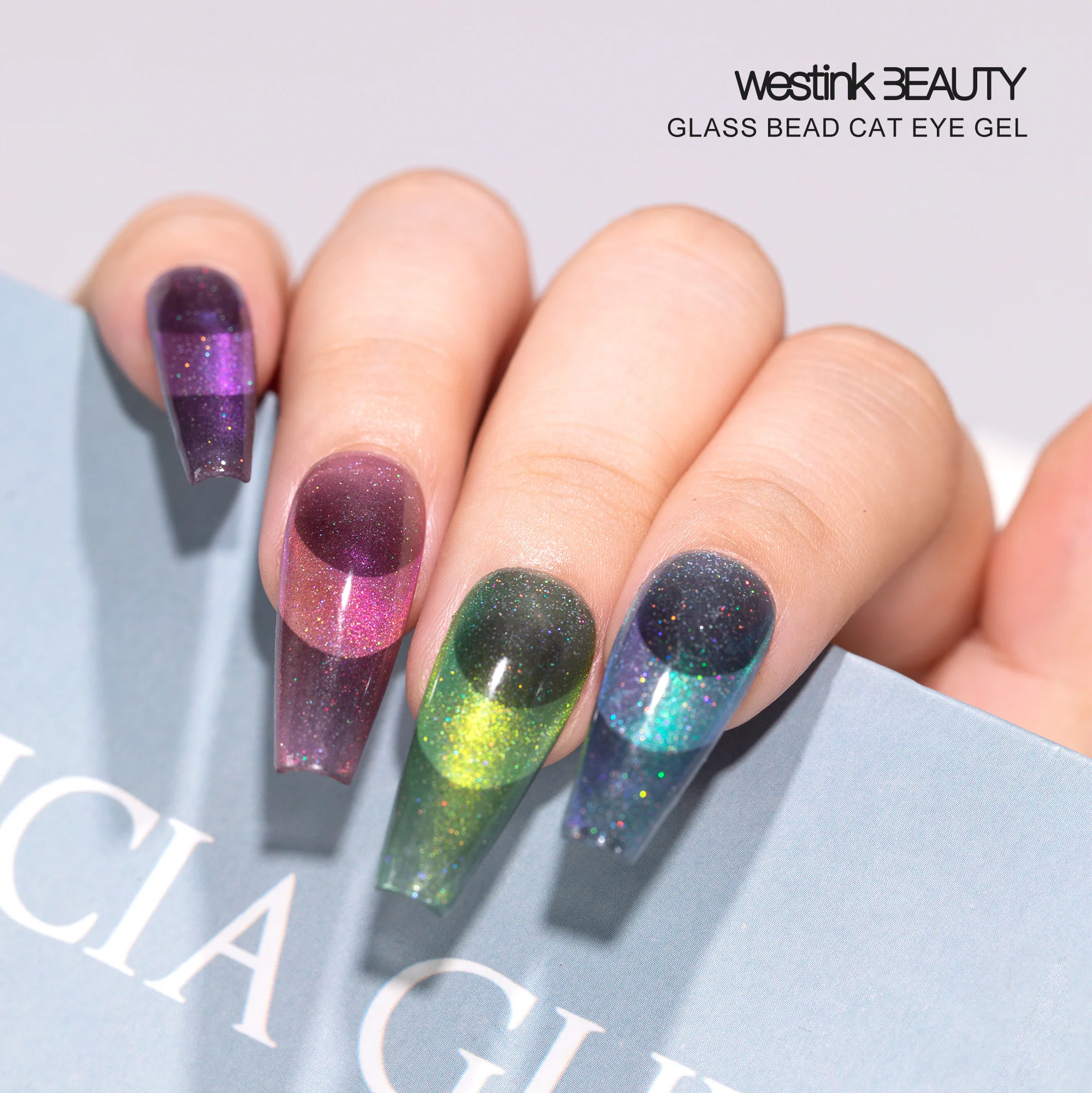 New Arrival Glass Bead Cat Eye Gel Polish 10colors Collection Magnetic Cat Eye Gel
