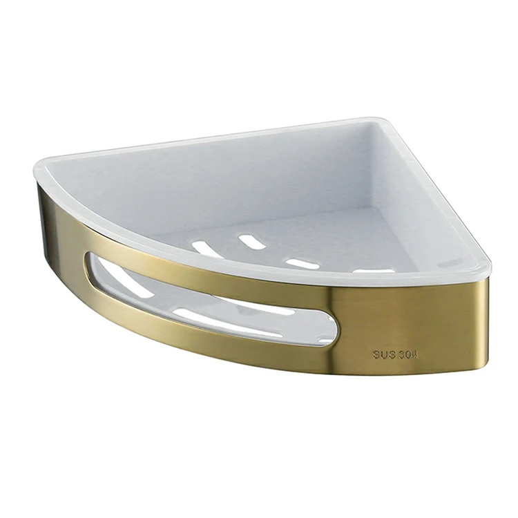 Duxini Gold Triangle Shelf Storage Organizer 304 Stainless Steel Bathroom Corner Wall Shelf