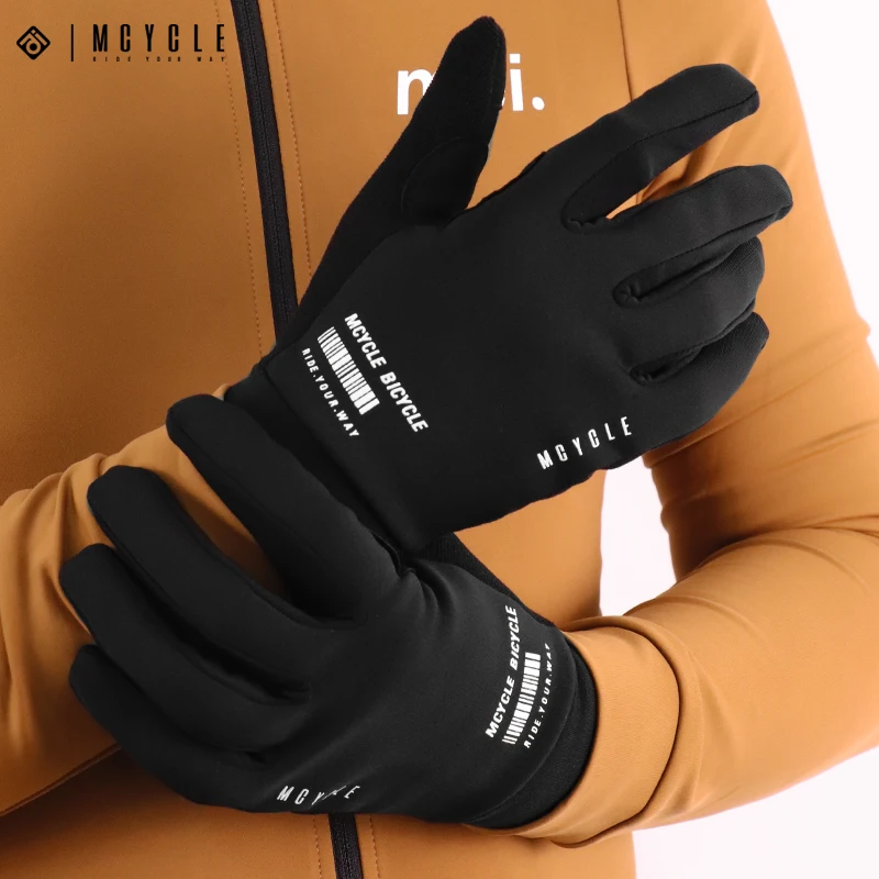Mcycle Full-Finger Thermal Fleece Sport Gloves for Winter Custom Bike Cycling Gloves Screen Touch Function Bicycle Riding Gloves