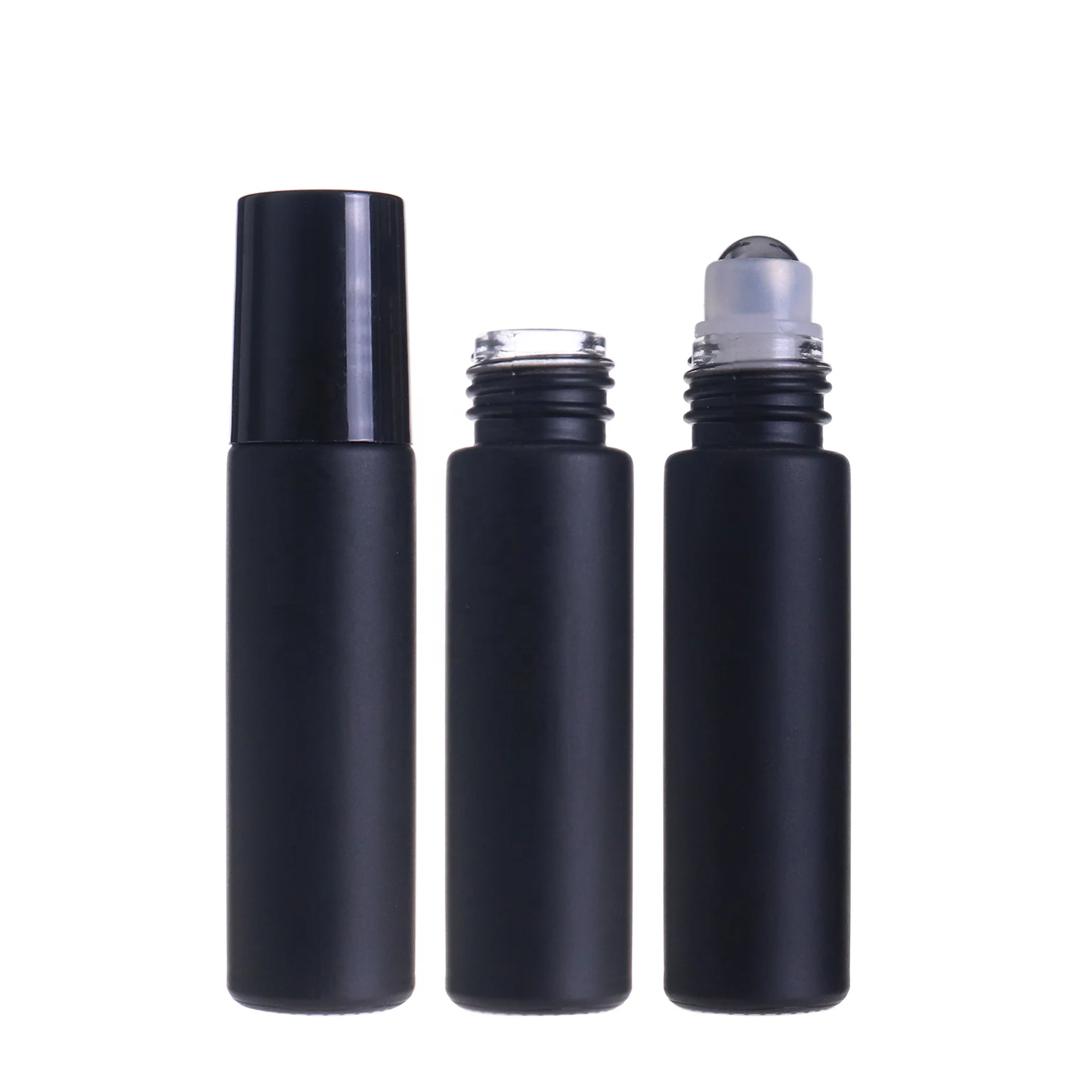 wholesale frosted black glass cosmetics packaging containers roller perfume bottle 10ml