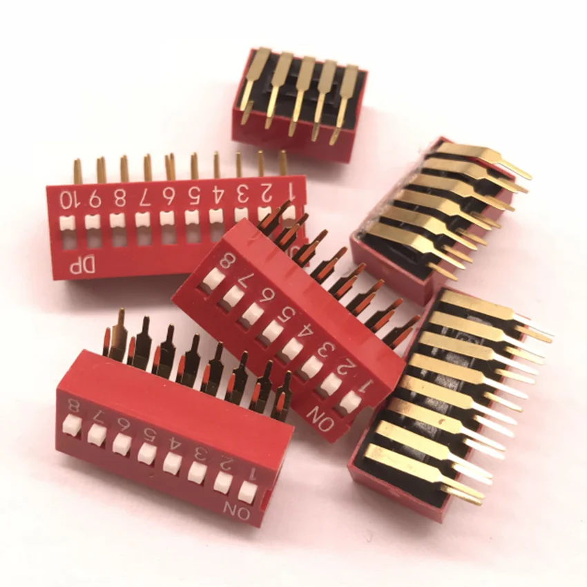 Higher Quality slide DIP switch right angle pitch 2.54mm Red Blue  Black color 2 position 3poles/4/5/6/7/8/9/10 pin dip switch (1600531769713)