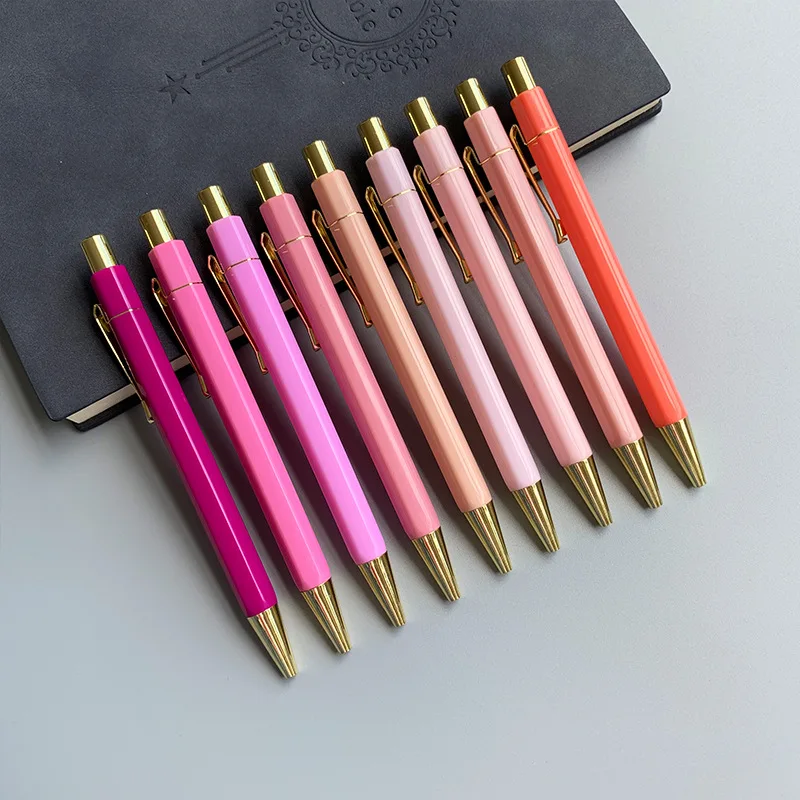 Paint You Cheap Price 74 Colors Ballpoint Pen Gold Rose Advertising Gift Press Hex Pen Back to School Supplies Kit
