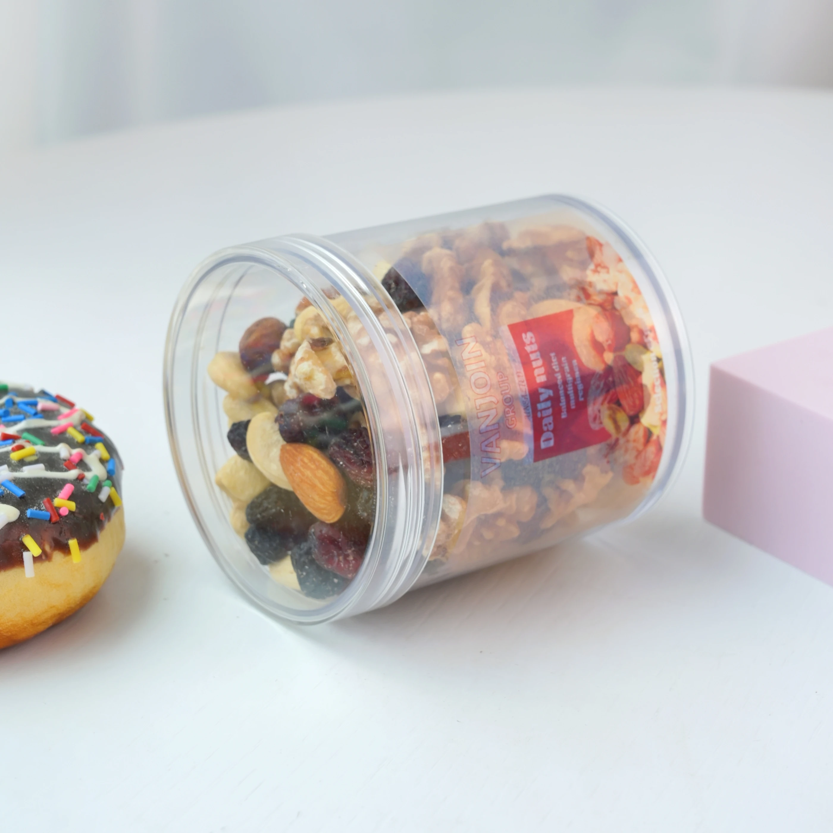 Custom logo label 100ml 250ml 500ml straight round PET child resistant plastic jar with CR screw lid