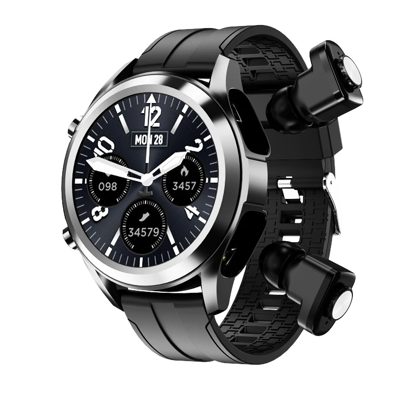 T10 smartwatch houses its ear buds smart bracelet bt headset wrist band watch with tws earbuds bt 5.0