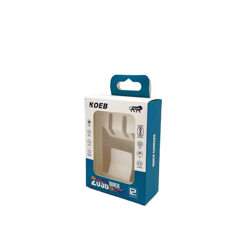 Wholesale transparent window box paper packing box charger data usb cable display boxes packaging