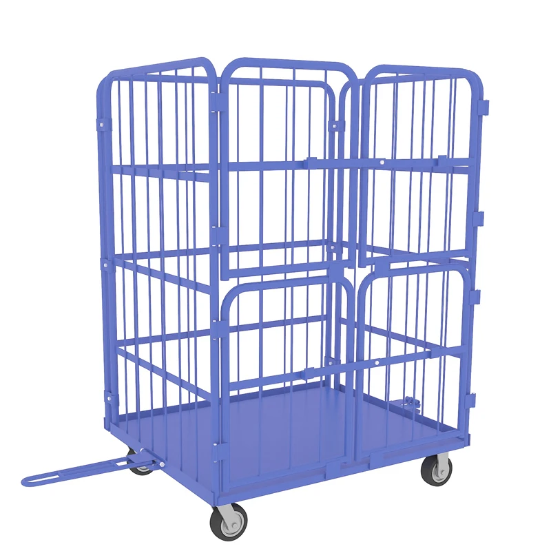 Material Handling Movable Container Transport Storage Steel Roll Cage Buggy With Wheels