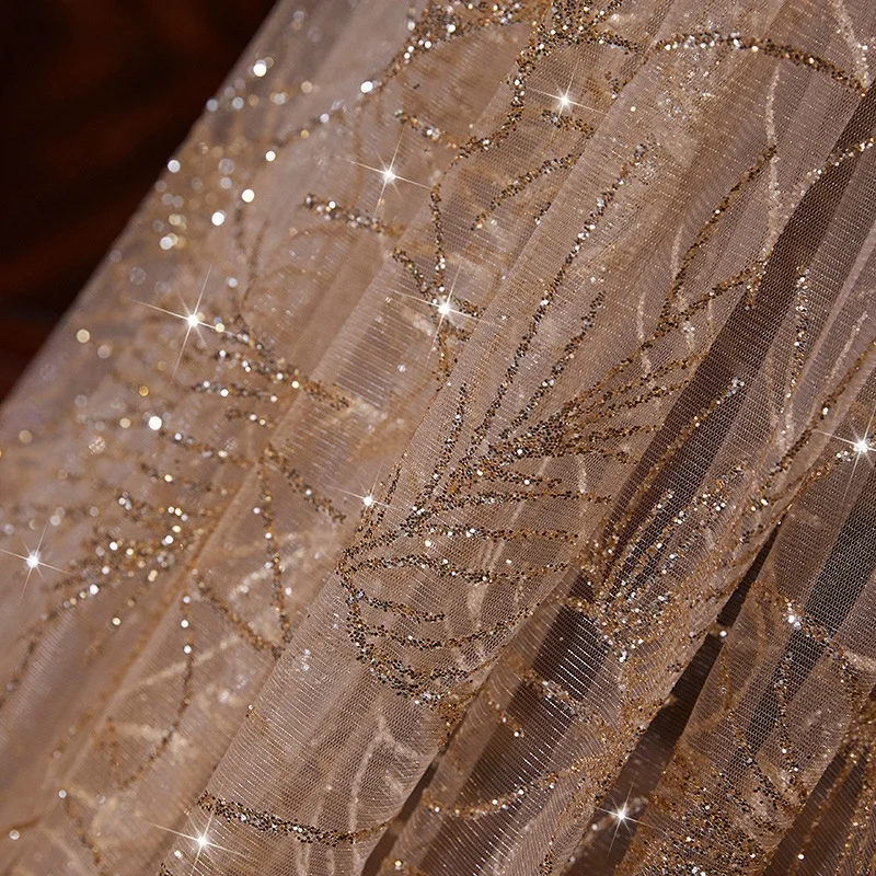 Shenglan Однослойная свадебная вуаль Шампанское кружево для свадебной вуали BlingBling кружева край невесты собора свадебное платье