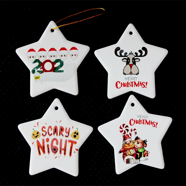 3 inch round personalized blank ceramic sublimation ornaments for Christmas hanging