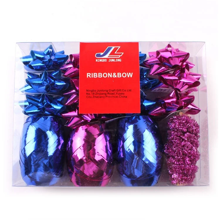 
Professional design christmas gift ribbon bow set with star bow and curling ribbon egg 
